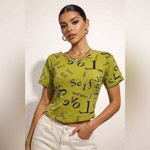 Max Womens Self Love Short Sleeve Crop Top S/10 Lime Green